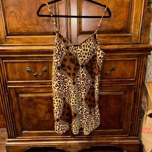 Vintage Intimate Style Leopard & Animal Print Patchwork Slip Dress M